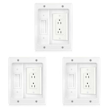 3X Recessed Outlet Box in Wall Cable Management Kit 15A 125V Hide TV Power Cables & Low Voltage Wires Behind the Wall
