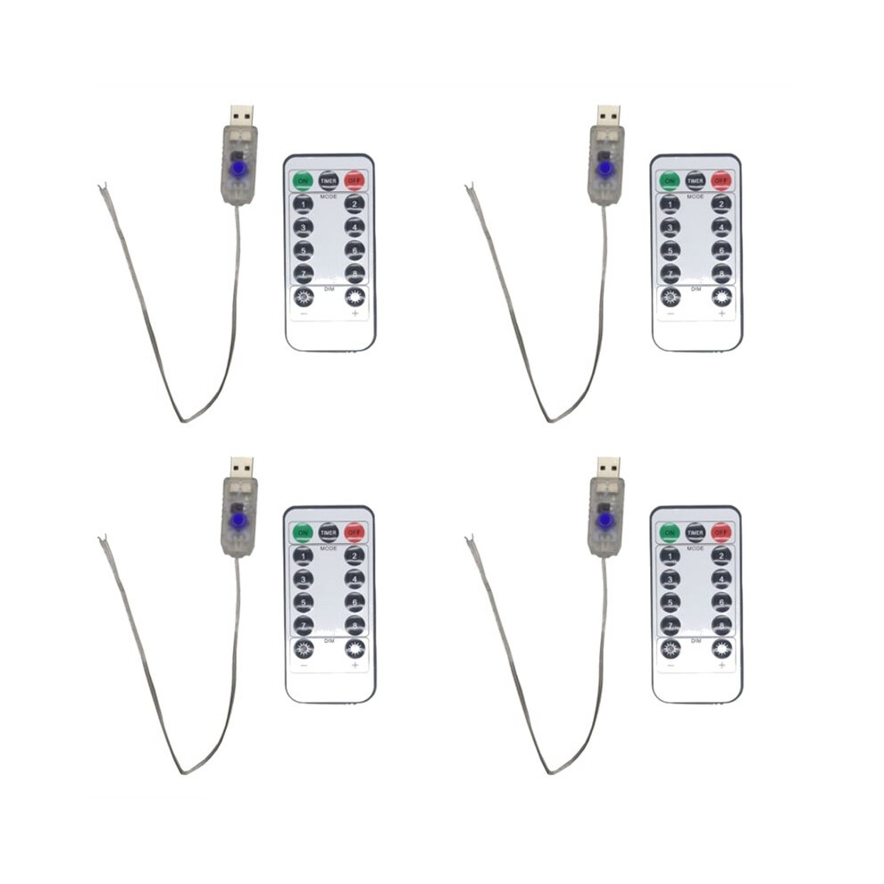 Led Strip Remote Controller Dimmer 5V Usb, 4Pcs 8 Modes Control Board For 100/200 Led Fairy String S Light 4713145129746