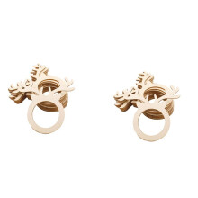 100Pcs Reindeer Antler Place Card Napkin Holder Wooden Ring for Christmas Party Dinner Banquet Home Table Decor