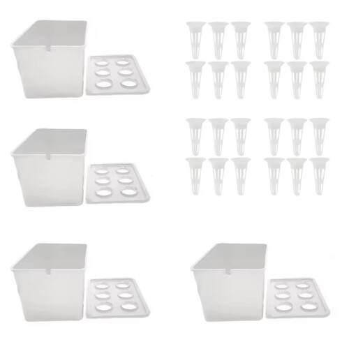 4Pcs Nursery Pots Hydroponic System Growing Box Universal Planting Container for Propagation Plants Vegetable Box White