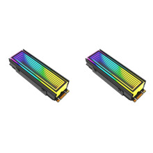 2X M.2 ARGB Computer Radiator 2280 SSD M2 Radiator PC RGB M.2 Nvme Cooler Heatsink Endless Abyss Effect,Black