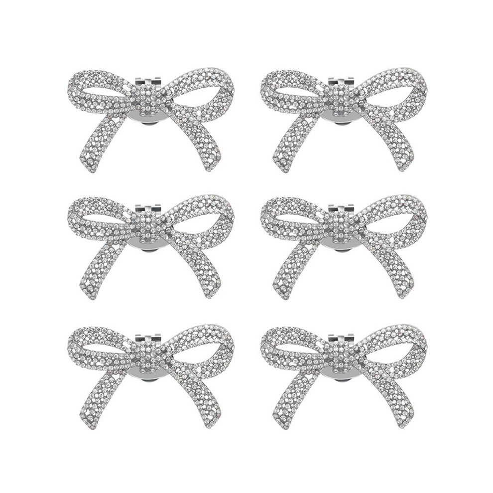 Photos - Welding Helmet 6Pcs Crystal Rhinestones Bow Shoe Clips Wedding Bridal Shoe Buckles DIY Manual Bead High Heels Flower Decorations Silver