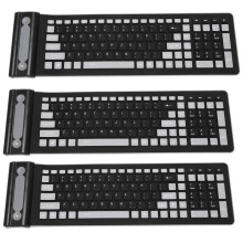 3X Portable Flexible Roll Water Resistant Washable Soft Silicone Wireless Keyboard with USB Receiver
