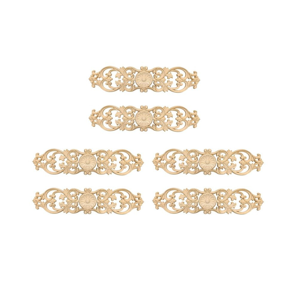 6Pcs 40Cmx10cm Woodcarving Decals Carved Corner Flower Home Decoration Cabinet Door Bed Patch Onlay Wood Applique 6032337710936