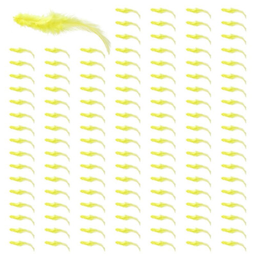 200 PCS Dyed Rooster Feathers for Decoration 10 - 15 cm - Yellow