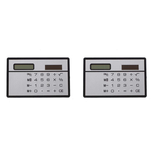 2X Solar Power Credit Card Sized Pocket Calculator