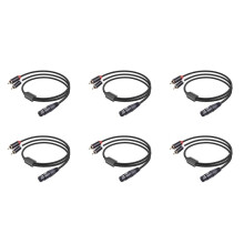 6X 3 Pin XLR Female to Dual RCA Male Y Splitter Cable,Mixer Amplifier Audio Cable,Stereo Audio Interconnect Cable,1Meter