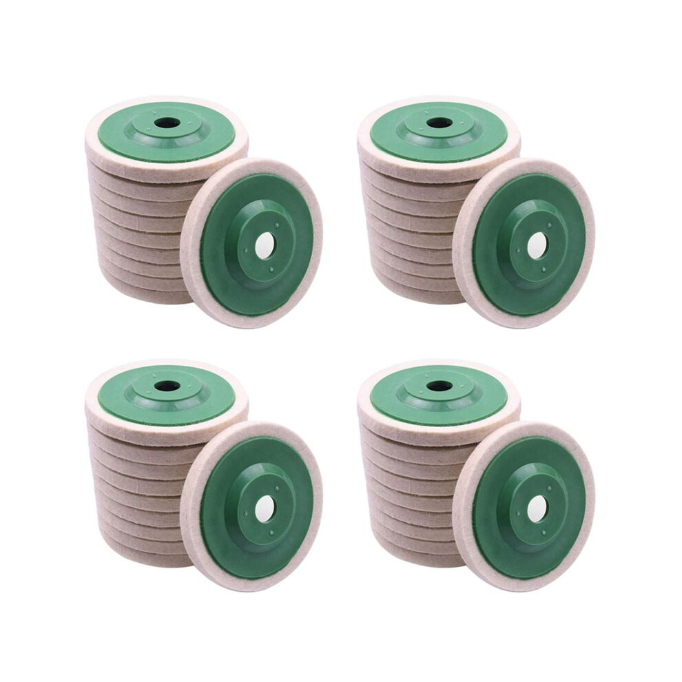 40Pcs 100Mm 4 Inch Wool Buffing Round Polishing Wheels Pads Polisher Wheels For Copper Iron&Aluminum Metal 6032212930190