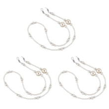 3X Weiß Pearl Beaded Sunglass Brillen Lesebrille Chain Cord Holder