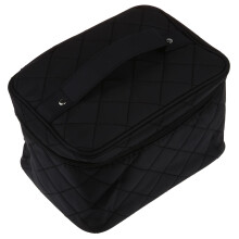 New Zipper Cosmetic Storage Make Bag Handle Train Case Purse-L black