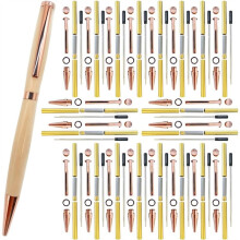 20-Pack Slimline Pen Kit - 7 mm Houtdraaipensets met Navullingen, Messing Hardware en 5 Afwerkingen voor Doe-Het-Zelf Draaibankdraaien