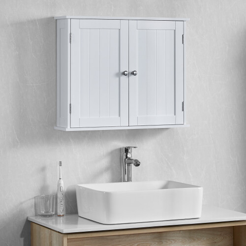 (White) Bath Vida Priano 2 Door Wall Cabinet Storage