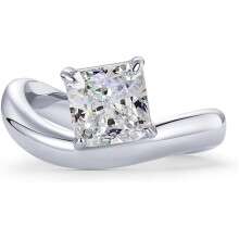 (7, White Gold) 14K Gold Plated Wavy Engagement Ring for Women | Solitaire Cubic Zirconia Wedding Band & Promise Rings for Her