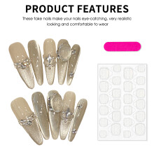 (2658) Natural Unbreakable Cat Eye Long Artificial Nails for Women