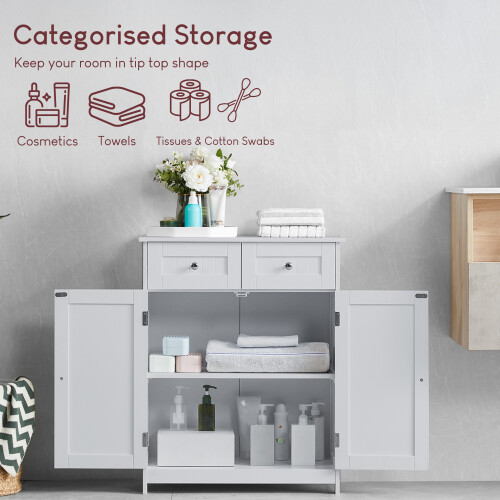 Home Discount Priano 2 Drawer 2 Door Cabinet Bathroom Cupboard 1