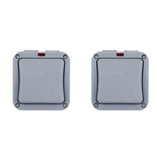 2X IP66 Wall Electrical  220V Light Waterproof  Off Security Button with Fixation Night in the Pc Power(A)
