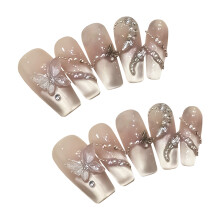 (Middle ladder) Butterfly Press-On Nails - Long Lasting & Reusable