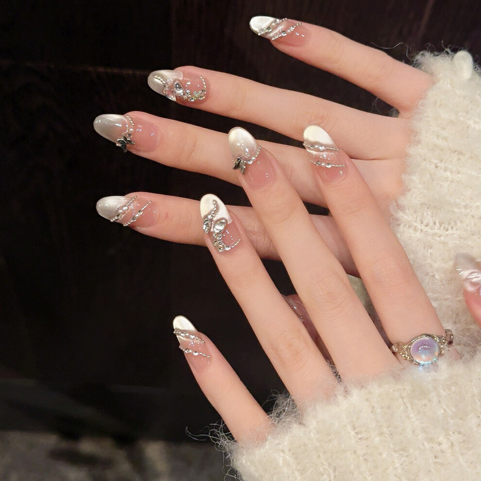 Roc-Electron (Medium Ellipse) Butterfly Press-On Nails - Long Lasting & Reusable