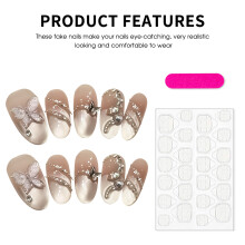 (Medium ellipse) Butterfly Press-On Nails - Long Lasting & Reusable