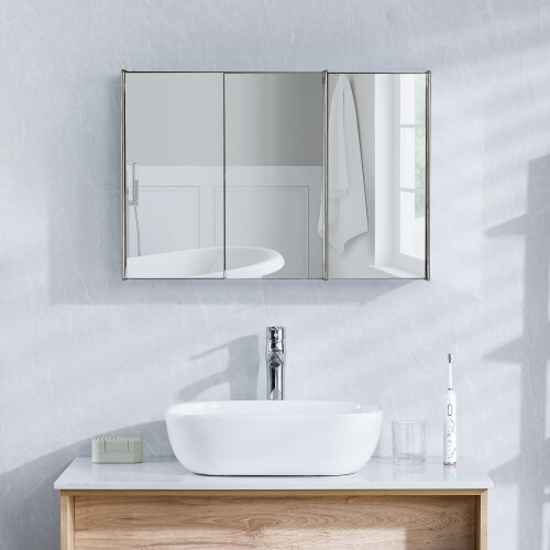 (Triple Cabinet) Tiano Mounted Mirrored Bathroom Storage Cabinet 2