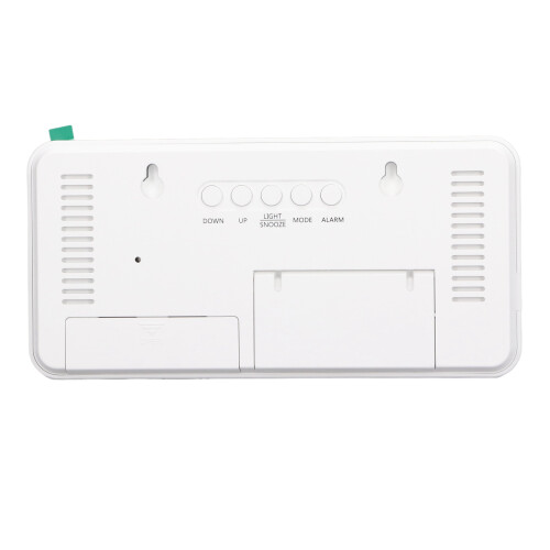 White Digital Alarm Clock with LED Mirror Display 1