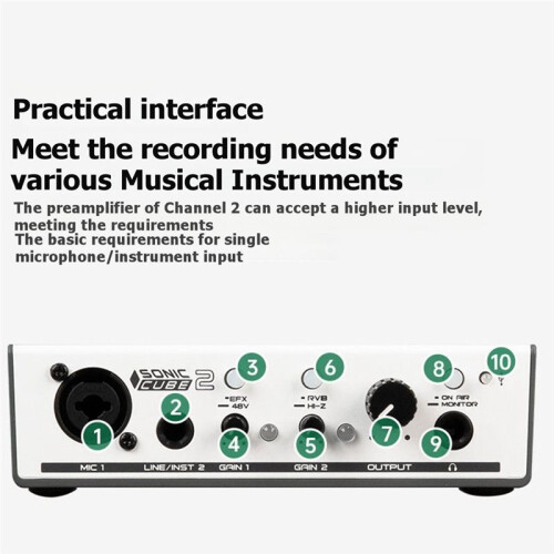 SONICAKE Sonic  II Dual-Channel Professional Audio Interface High Quality Analog Preamp Digital Modeling DSP Effects 2