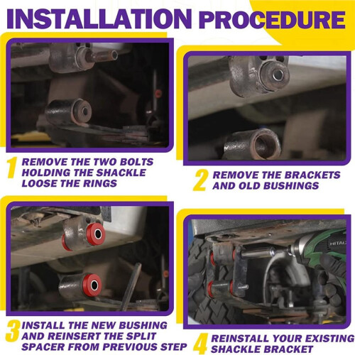 Club Car  Front & Rear Leaf Spring Bushing Kit,  Cart Leaf Spring Polyurethane Bushing and Sleeves for 1981- 2