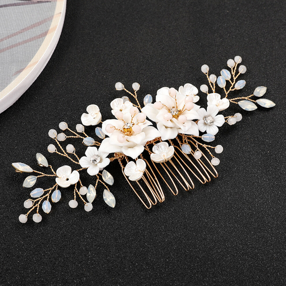 Creation-3C (Gold) Ceramic Flower Hair Comb For Styling