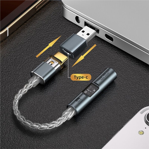 CCZ CM01 USD C to 3.5mm Audio Adapter 8 Core Single Crystal Copper Silver Plated Cable CX31993 DAC Audio Decoder