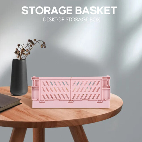 Collapsible Crate Plastic Folding Storage Box Basket Utility Cosmetic Container 1