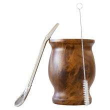 Yerba Mate Set Beinhaltet eine Doppelwandige Mate-Teetasse Aus 18/8-Edelstahl, Einen Mate (Strohhalm), eine Reinigungsbürste (Holz, 230 Ml)