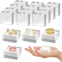 Acrylic Base 16PCS Acrylic Blocks for Display 2x2x1 Inch Square Riser Display Stands Trophy for Trophy Jewelry