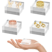 Acrylic Base 4PCS Acrylic Blocks for Display 2x2x1 Inch Square Riser Display Stands Trophy for Trophy Jewelry