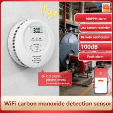 Tuya Home WLAN-CO-Melder mit Akustischem und Optischem Alarm, Hochempfindlicher Kohlenmonoxid-Alarmsensor, UK-Stecker