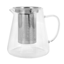 Glass Teapot with Stainless Steel Removable Infuser for Loose Leaf Tea, Bonus Tea Kettle & Infuser Coaster, 950Ml