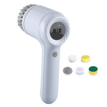 Electric Scrubber with 5 Brush Heads Dish Scrubber Brush Bathroom Scrubber for Kitchen Sink Bathroom Shower Tile WHITE