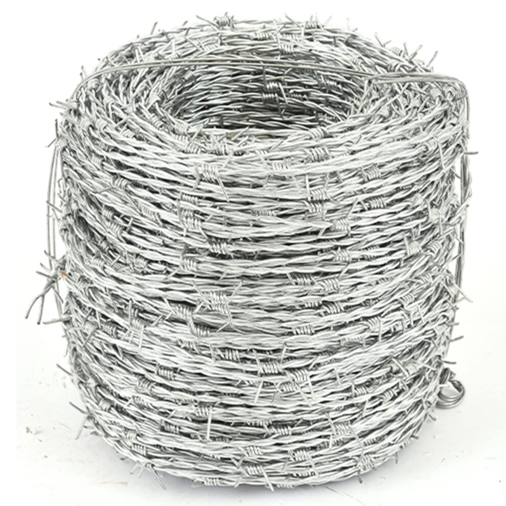 25M Silver Barbed Wire Roll Rustresistant Tensile Fence For Garden Farm Livestock 9169991528120