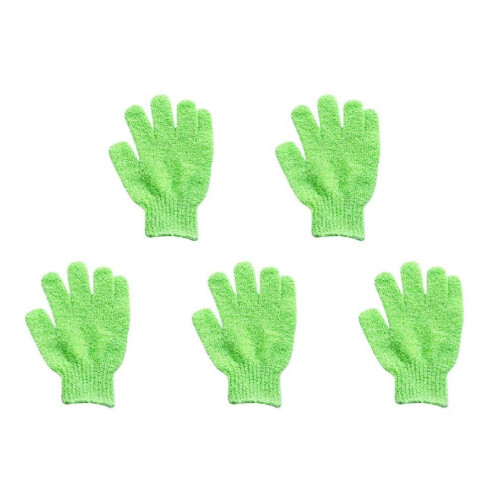 5 Pack Double Sided Body Scrub Gloves for Deep Exfoliation with Quick Dry Polyester Fabric