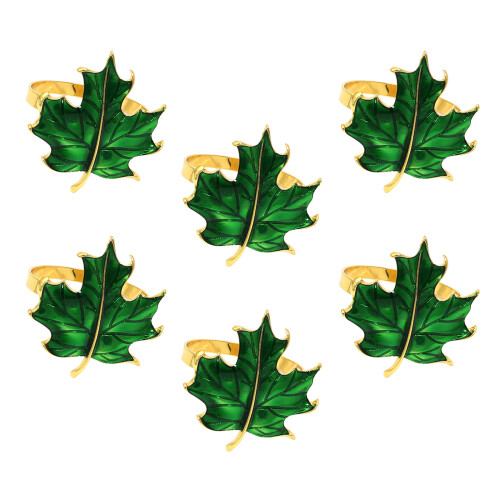 6Alloy Maple Leaf Napkin Rings for Thanksgiving