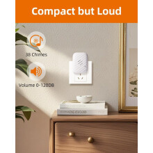 Battery-Free Wireless Doorbell,No Batteries Needed,600 FT Range, Adjustable Volume,Waterproof for Classroom,Home US Plug