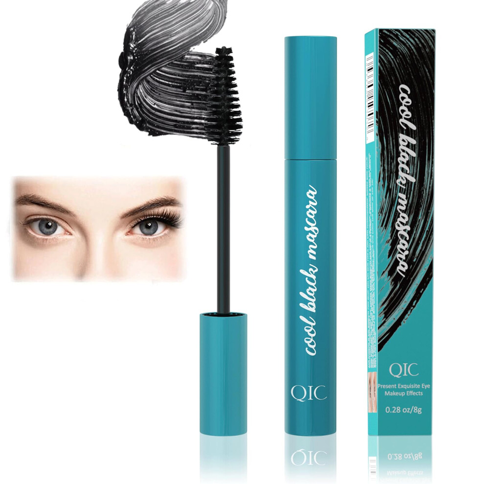 Black Waterproof Mascara Liquid Lash Extensions Smudge Proof No Clump Long Lasting 0.40Oz