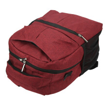 Compact Multi Compartment Backpack Red Oxford