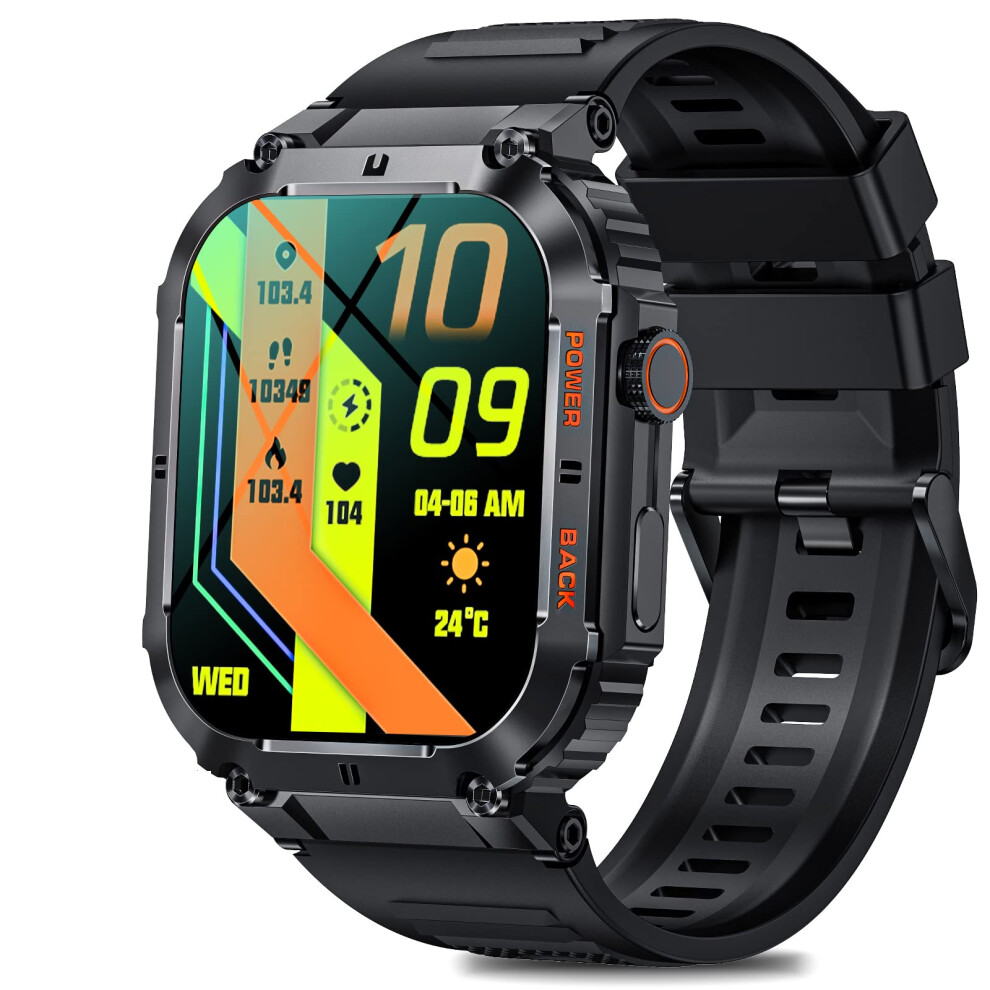 Military Smart Watch For Men With Bluetooth Call, 1.96' Hd Rugged Tactical Smartwatch Fitness Tracker With Heart Rate And Sleep Monitor 9073542630470