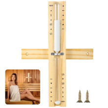 15 Minute Sauna Sand Timer, Rotating Wooden Hourglass with Accurate Time Markings, Wall Mountable