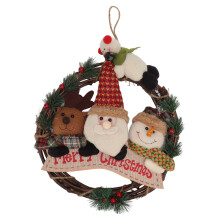 Christmas Wreath – Rattan Hoop with Plastic & Cotton Decor