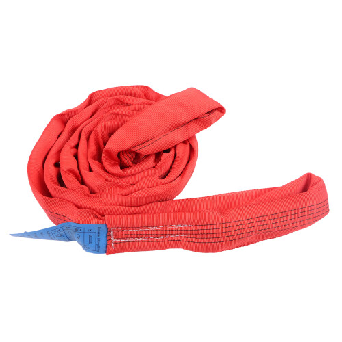 5T 2M Red Reinforced Polyester Rigging Lifting Strap with Double Eye 1