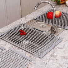 Foldable Stainless Steel Sink Drying Rack 45x33cm with Silicone Cover