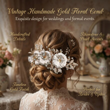 (J6274) Vintage Golden Floral Hair Comb for Weddings
