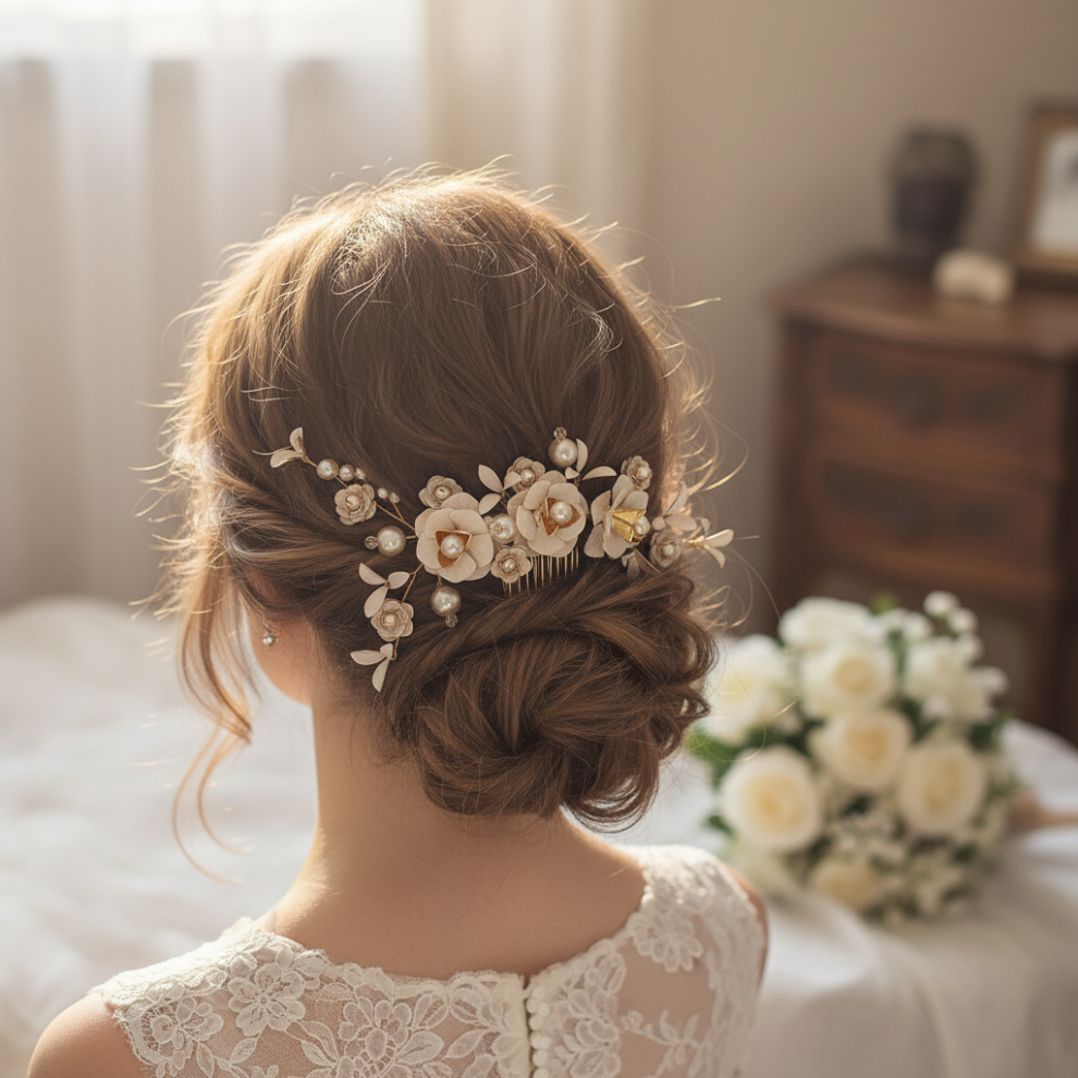 Reach-Tools (J6193) Vintage Golden Floral Hair Comb For Weddings