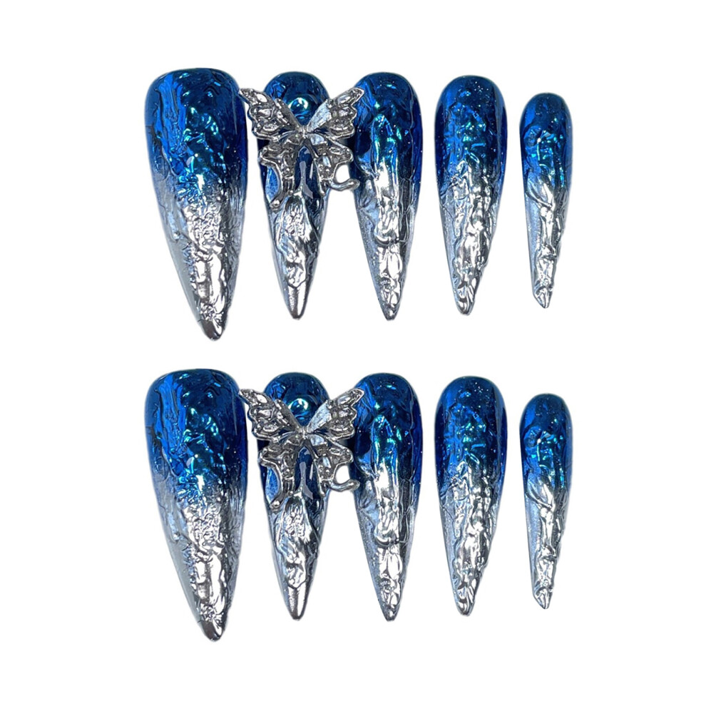 Reach-Tools (L) 3D Press On Nails, 10Pcs, Metal Tip, Manicure Salon